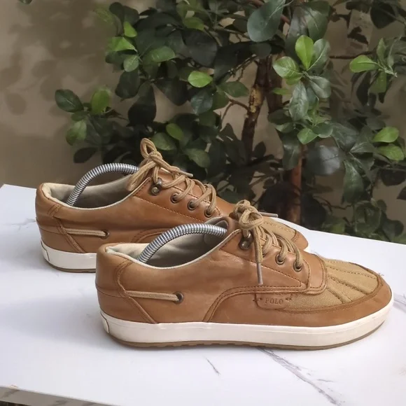 Men's Tan Leather Casual Shoes - Picture 4 of 11